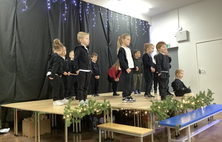 Image of Class one showed courage as they performed in the dance and drama show!