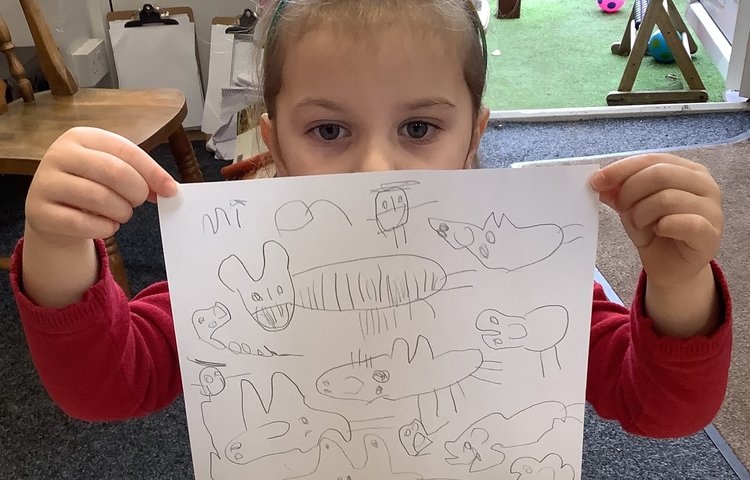 Image of Nursery drew the characters from the Chinese New Year story! 
