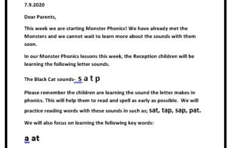 Image of Monster Phonics Week 1- What are we learning this week?