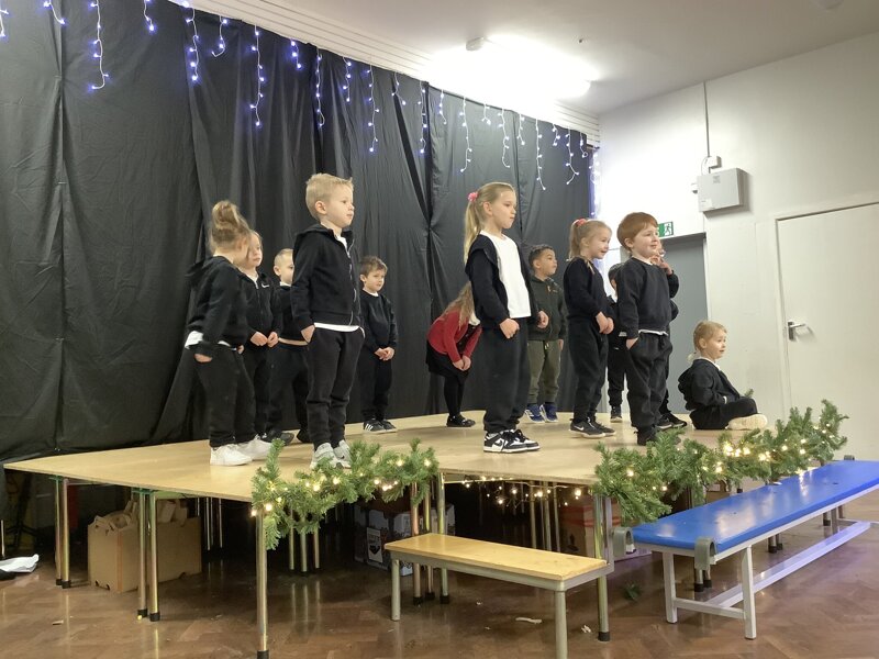 Image of Class one showed courage as they performed in the dance and drama show!