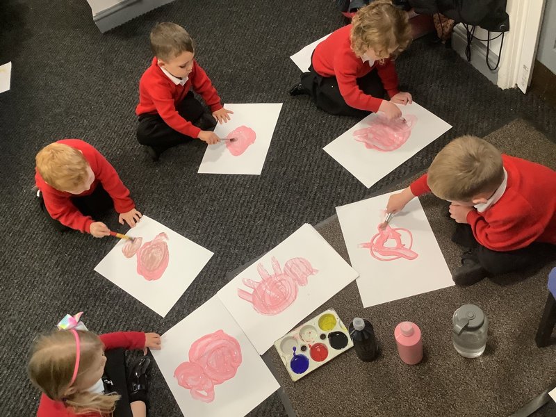Image of Painting the 3 little pigs! 