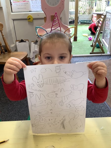 Image of Nursery drew the characters from the Chinese New Year story! 